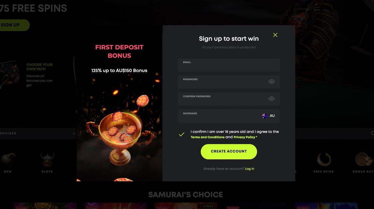 Spin Samurai Casino Registration