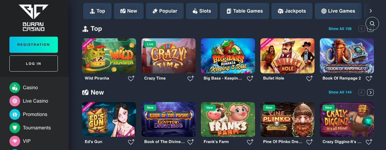 Popular games available